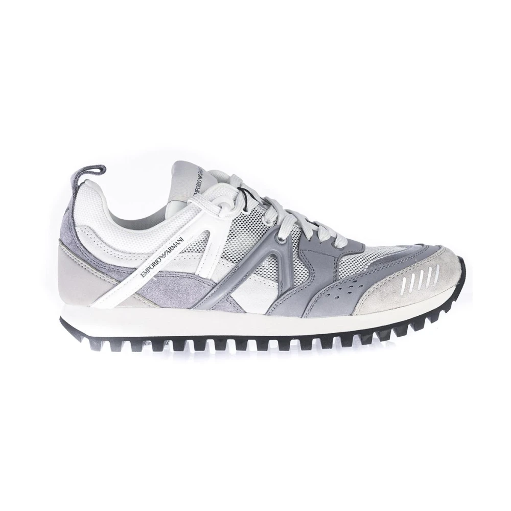 Emporio Armani Men's Gray And White Trainers - Sneakers - 9 Uk - Shoes