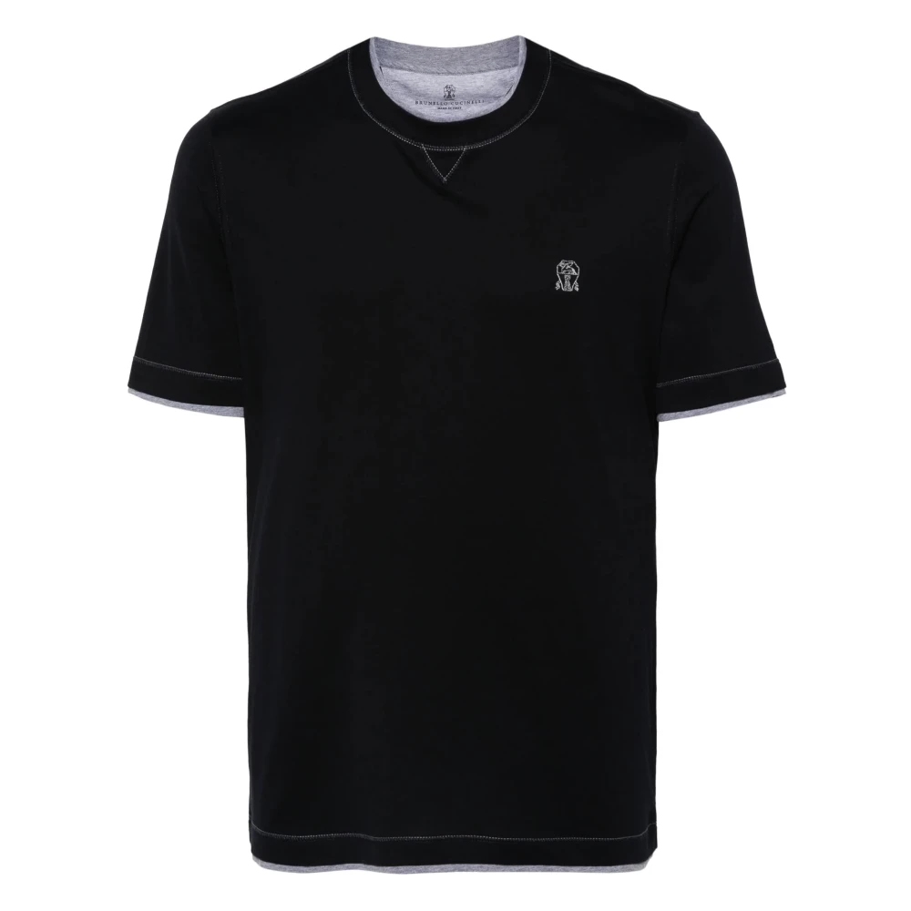 BRUNELLO CUCINELLI Navy en Medium Grijs T-shirt Blue Heren
