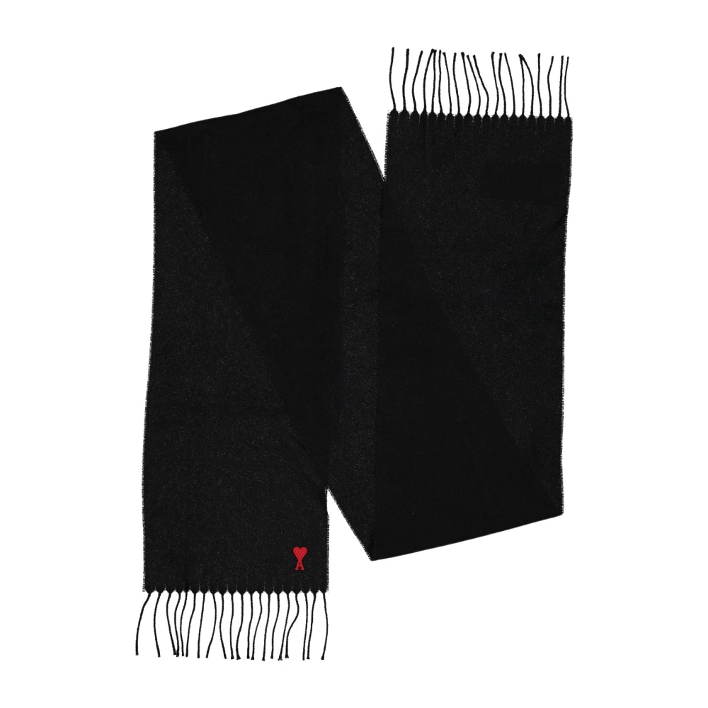 Ami Paris Modieuze Wollen Sjaal met Iconisch Logo Applicatie Black