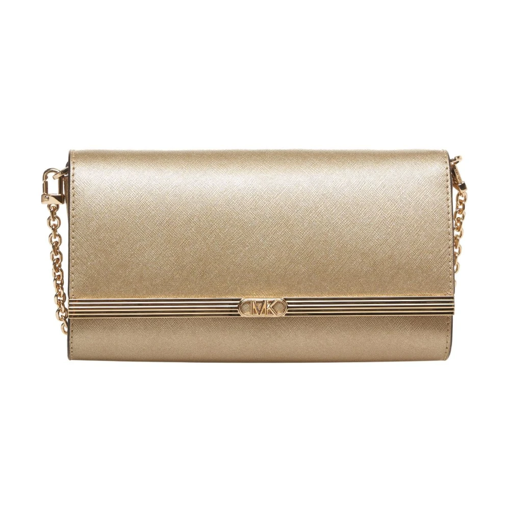 Michael Kors Gouden Metallic Clutch 'Mona' Yellow Dames