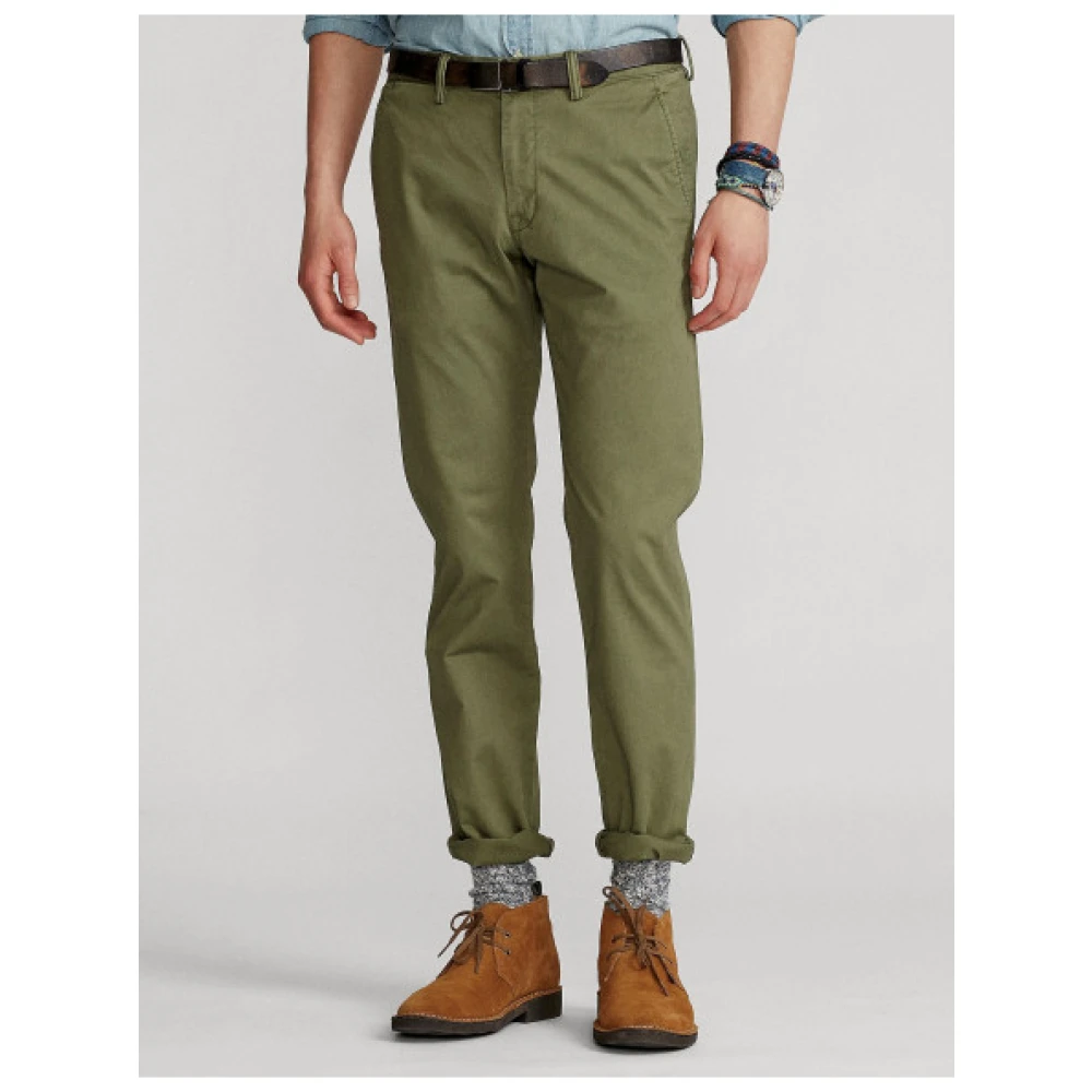 Polo Ralph Lauren Stretch Chino Broek met Logo Borduursel Green Heren