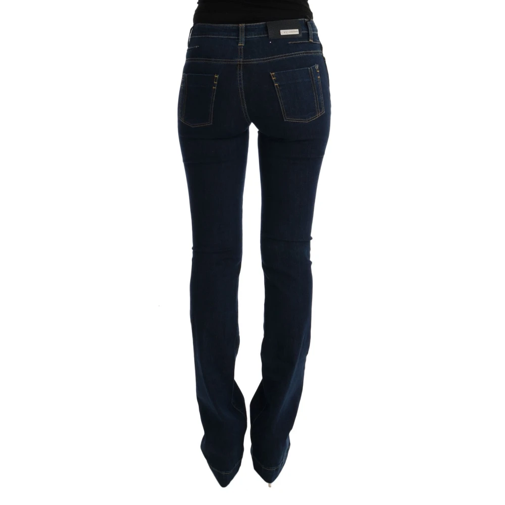 Costume National Blauwe Uitlopende Katoenen Jeans Blue Dames