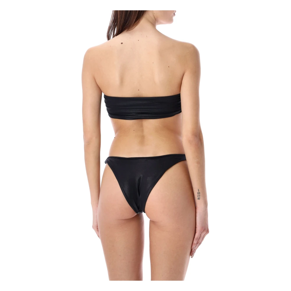 The Attico Lycra Bandeau Bikini Wet Look Black Dames