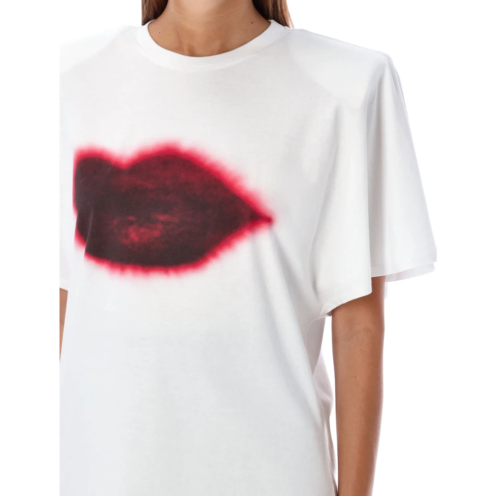 Stella Mccartney Lips Print White T-Shirt White Dames