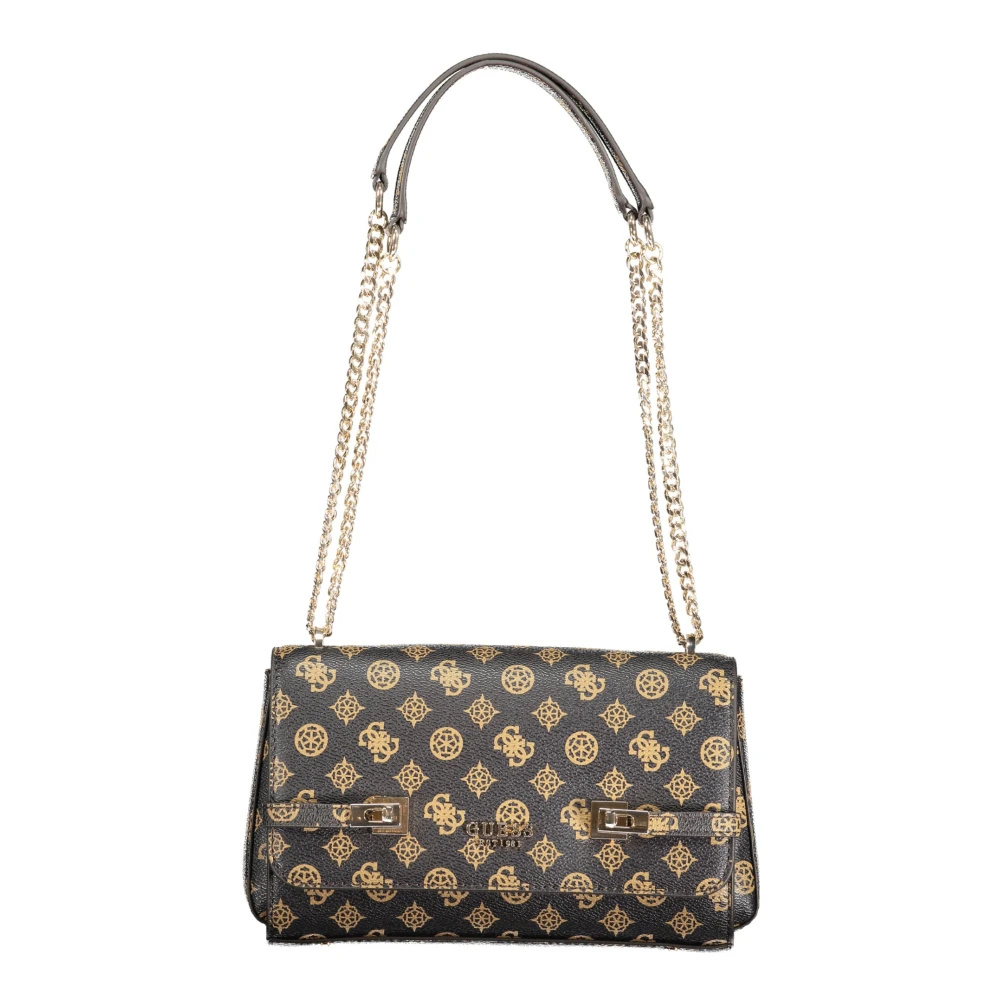 Guess Bruine Polyethyleen Schoudertas met Kettinghandvatten Brown Dames