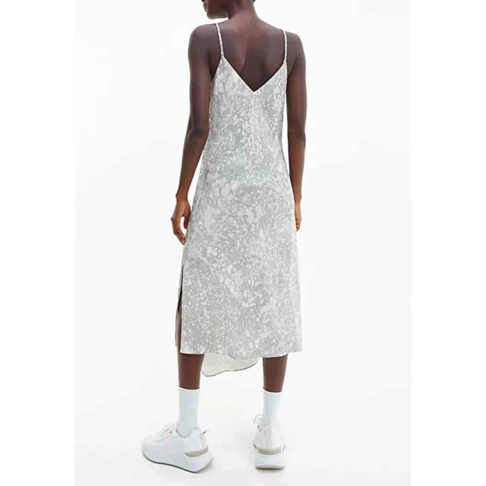 Calvin Klein Marmer Print Slip Jurk Gray Dames