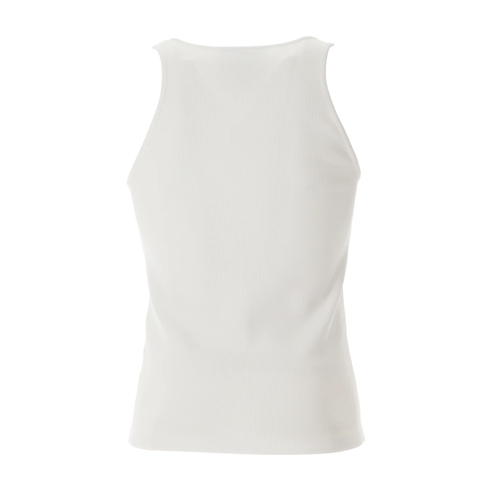 Moschino Geribbelde Tanktop in Wit White Heren