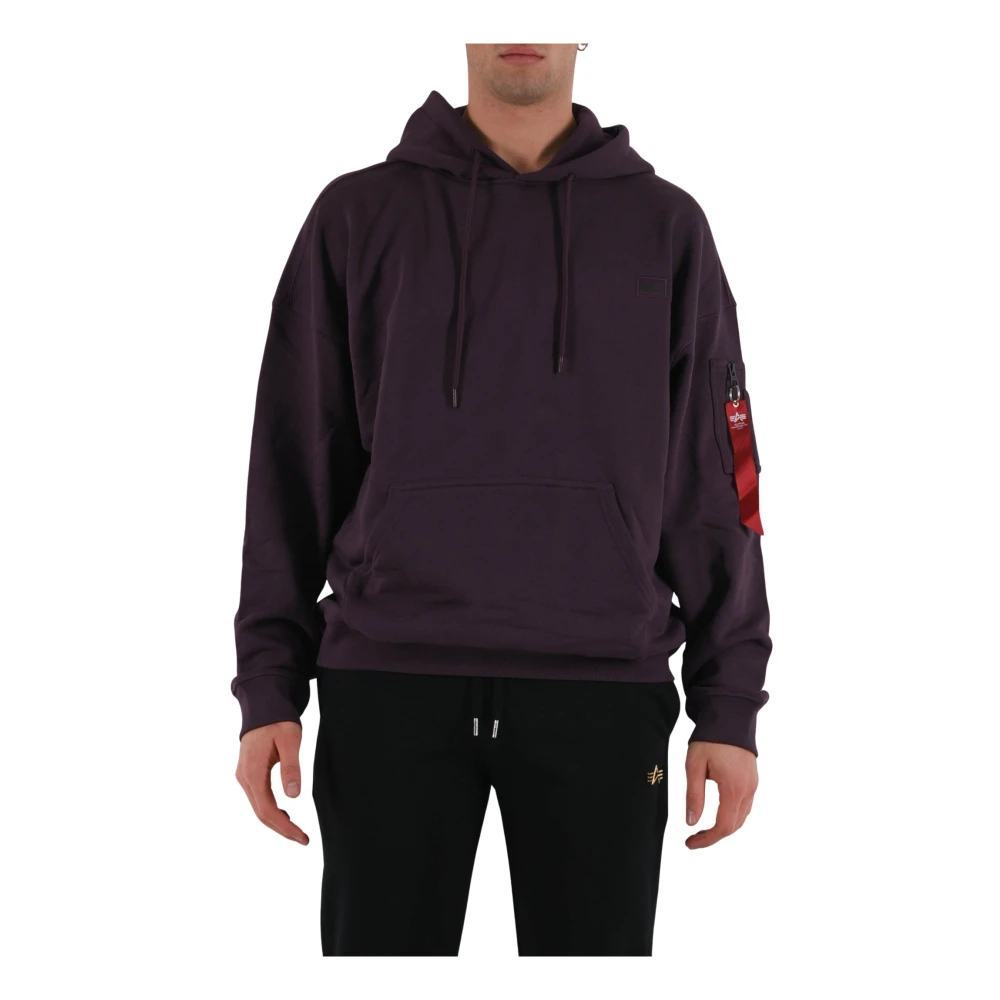 Alpha industries Essentials hoodie met badge logo Purple Heren