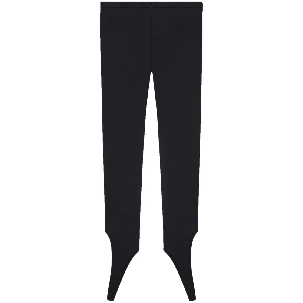 Courrèges Zwarte Geborduurd Logo Enkelband Broek Black Dames