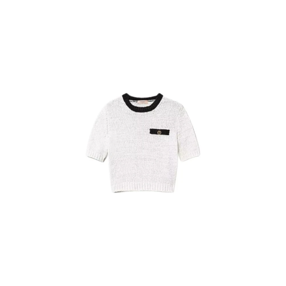Twinset Kortemouw Gebreide Trui met Ribdetails White Dames