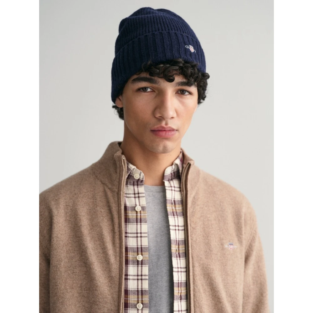 Gant Beige Superfine Lambswool Zip Cardigan Beige Heren