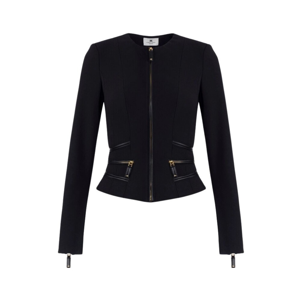 Elisabetta Franchi GOLD ブラックレザージャケット Elisabetta Franchi - Belted leather jacket black - The Corner