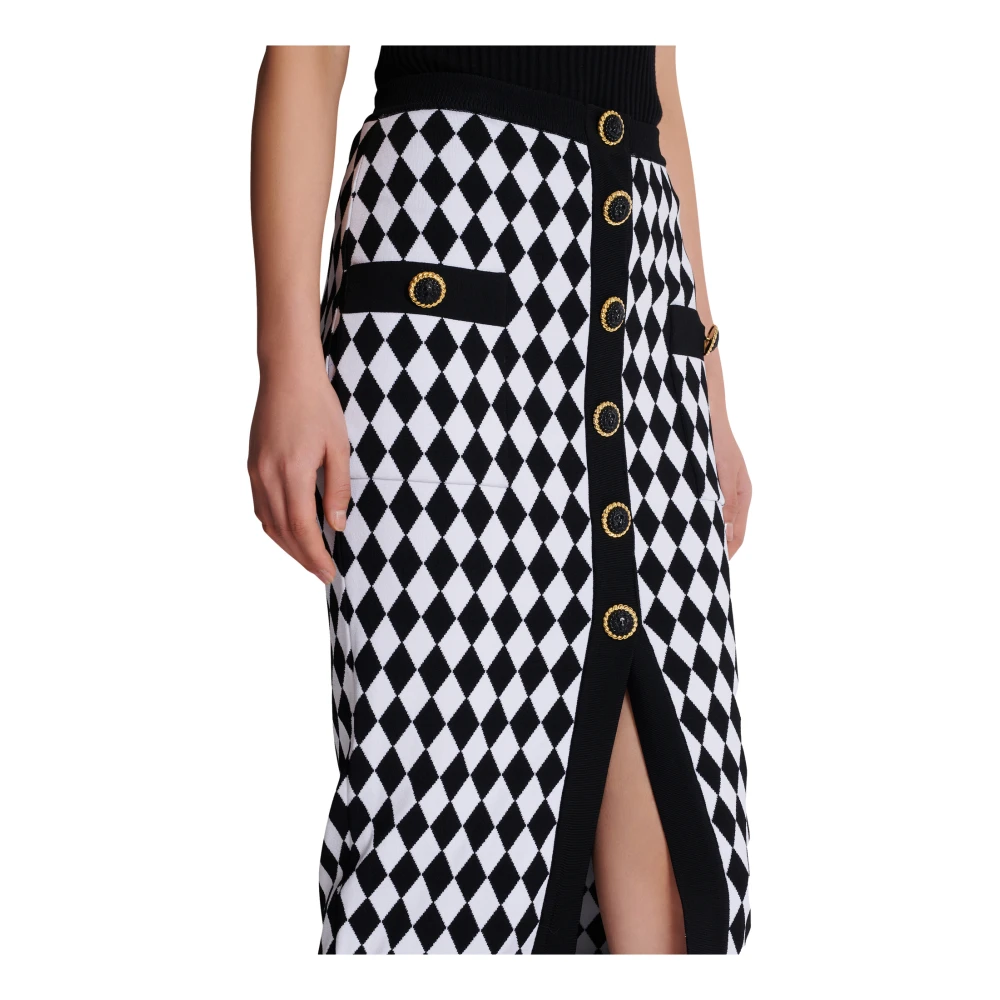 Balmain Diamant jacquard midi rok Black Dames