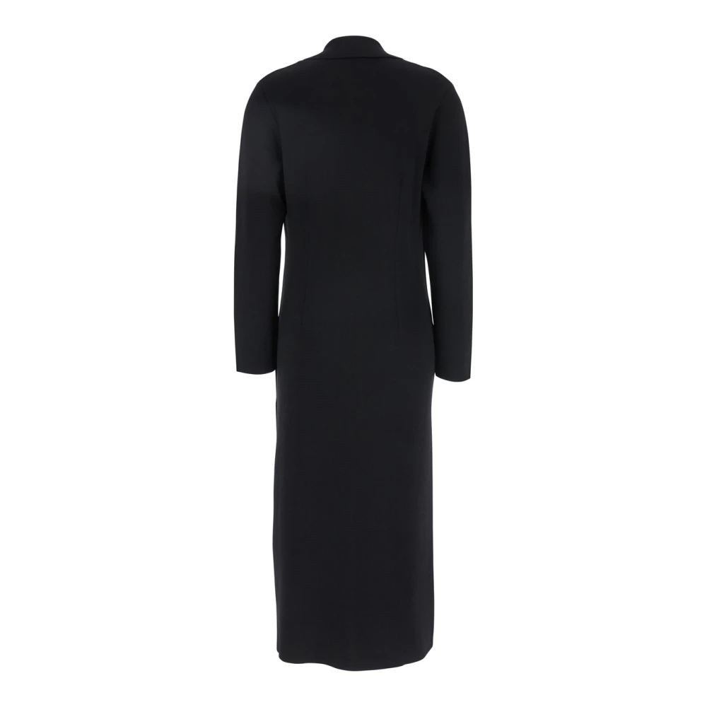 P.a.r.o.s.h. Zwarte Lange Jas met Klassieke Revers Black Dames