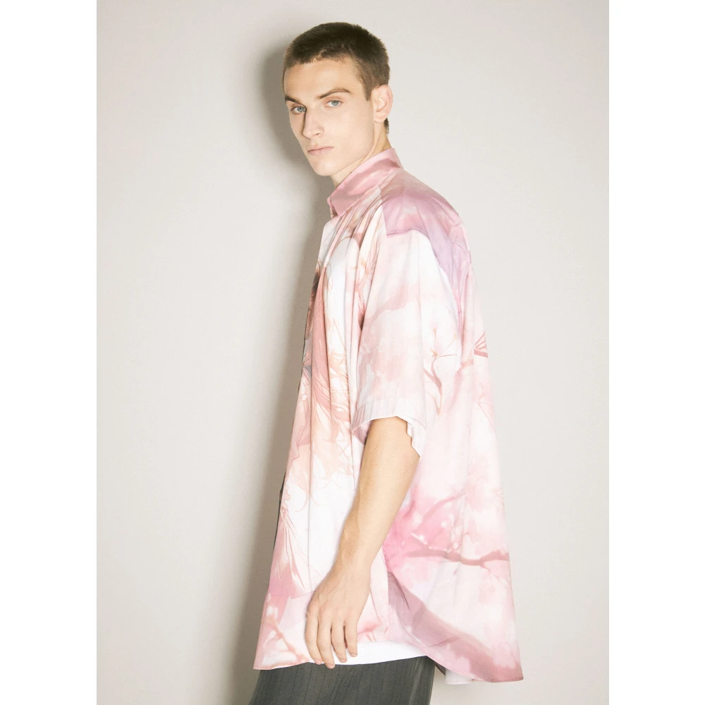 Vetements Anime Grafische Korte Mouw Katoenen Shirt Pink Heren