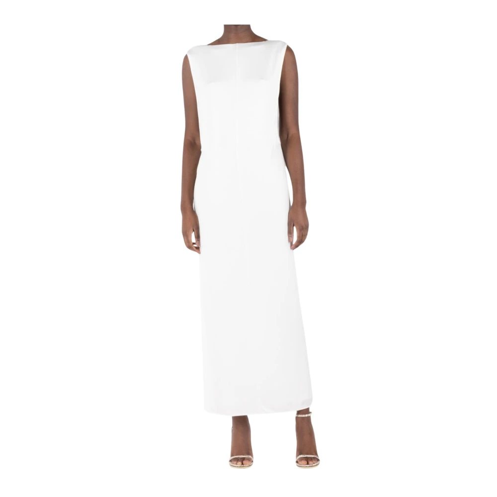 Jacquemus Witte Cupro Mouwloze Boothals Jurk White Dames