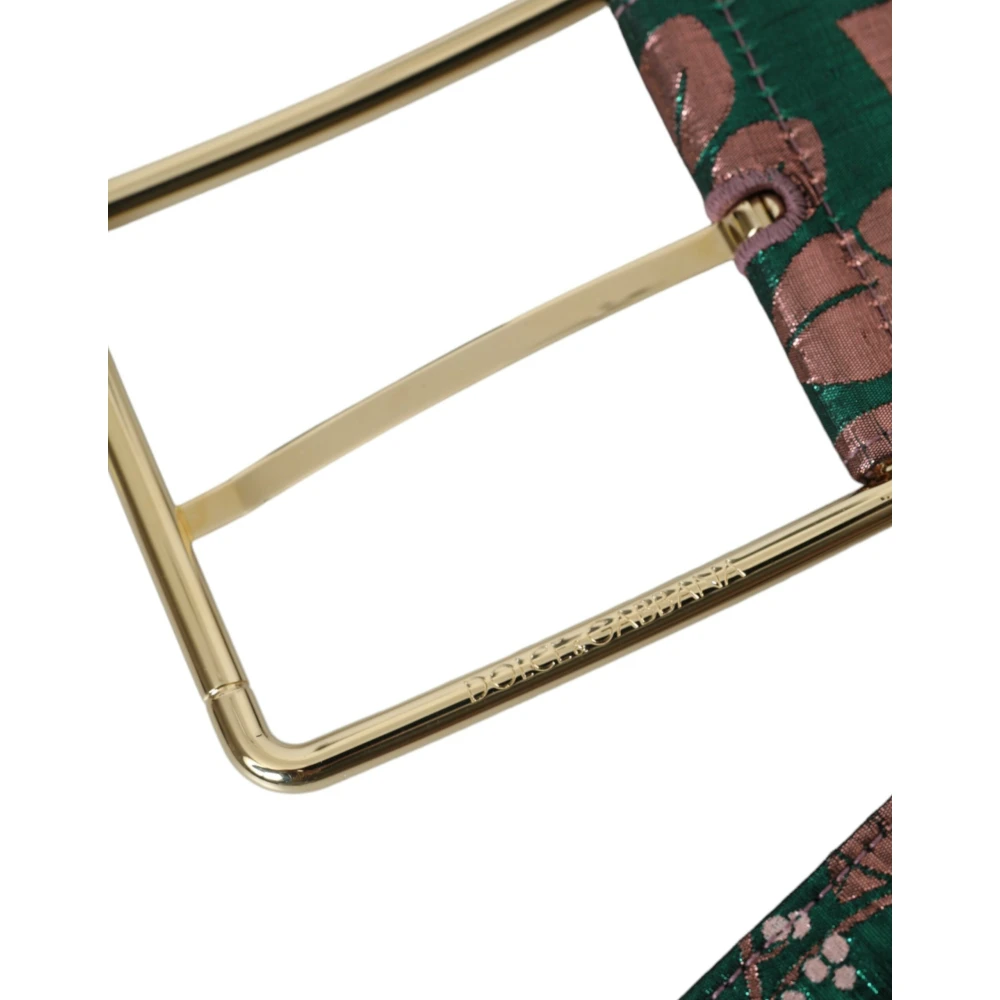 Dolce & Gabbana Bloemen Jacquard Lurex Riem met Gouden Gesp Multicolor Dames