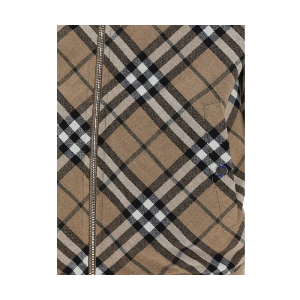 Burberry Geribbelde Bomberjack met Dubbele Rits Beige Heren