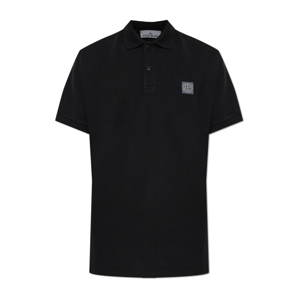 Stone Island Polo Shirts, Male, 2XL, Logo Polo Shirt Black