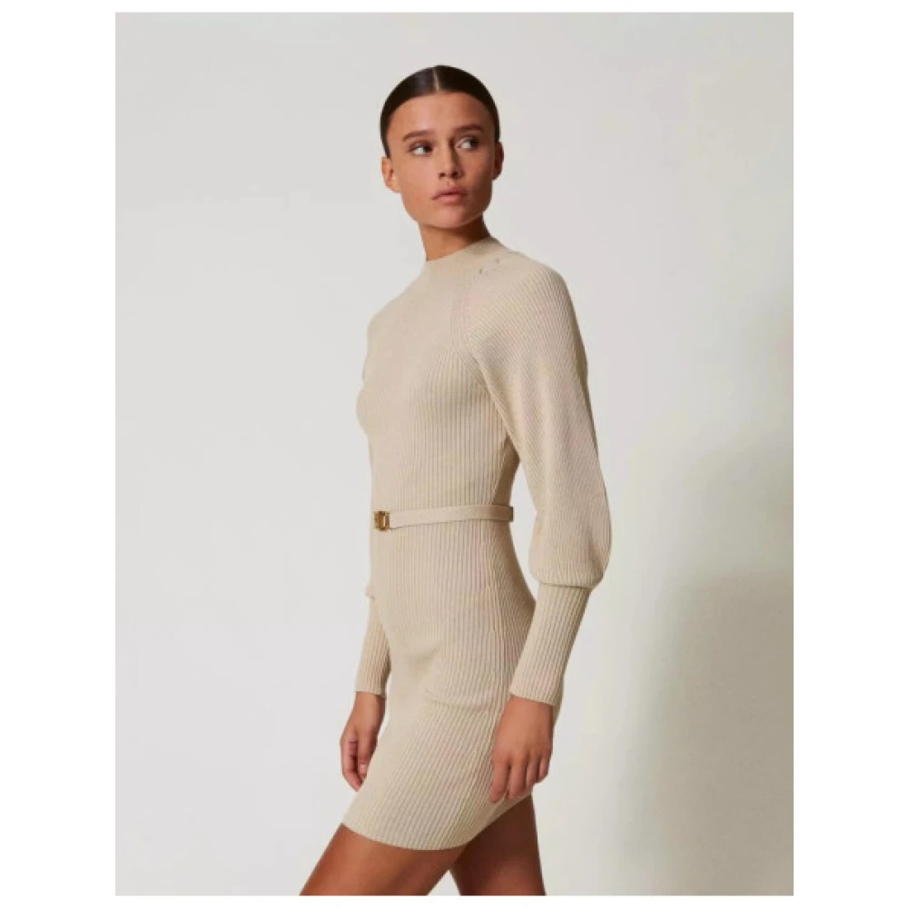 Twinset Gebreide Jurk Beige Dames