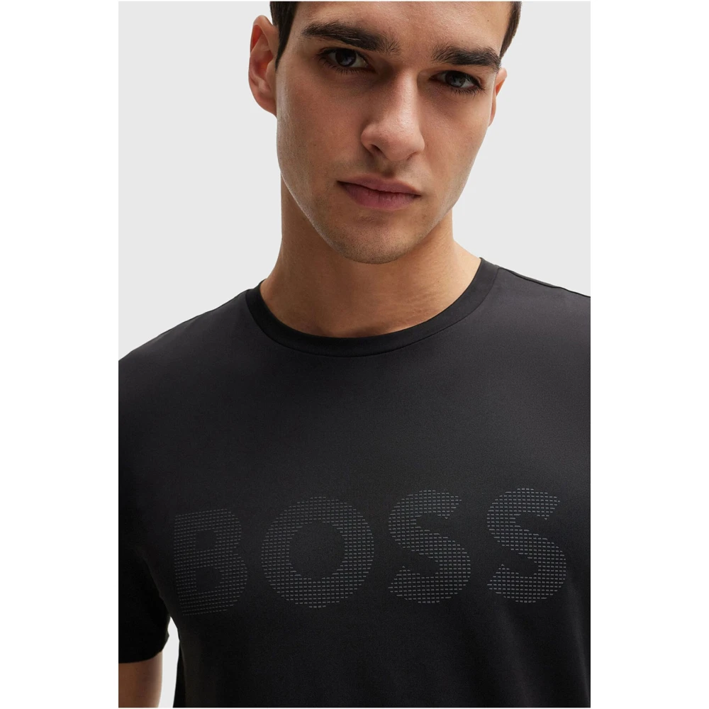 Hugo Boss Reflecterend Logo T-shirt Slim Fit Black Heren