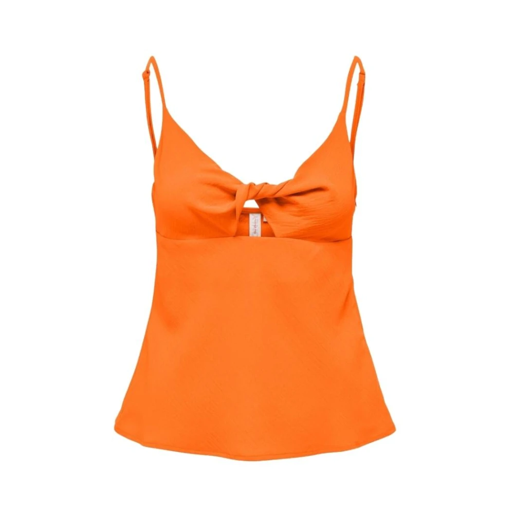 Only Women's Orange Sleeveless Tops, L, Sleeveless Polyester Top