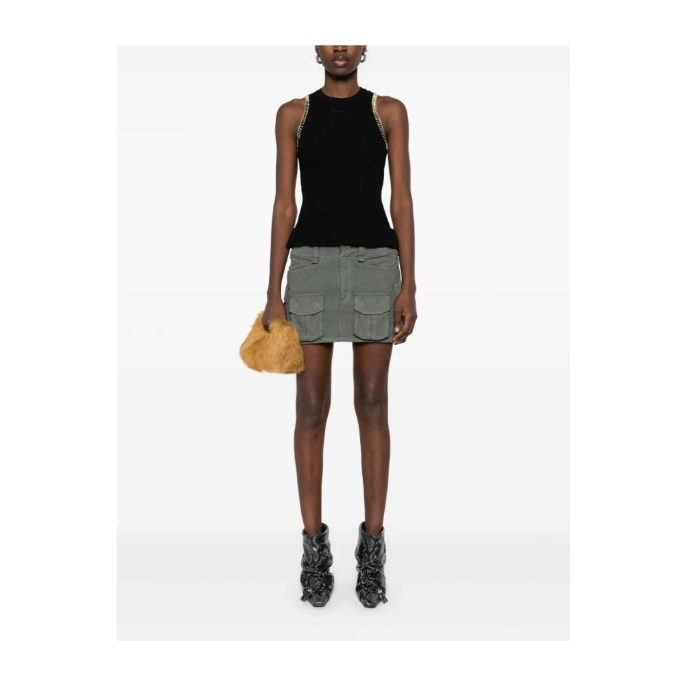 Ganni Stijlvolle Tanktop met Whipstitch Trim Black Dames
