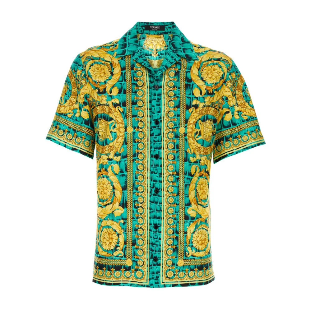 Versace Zijden Bedrukte Shirt Multicolor Heren