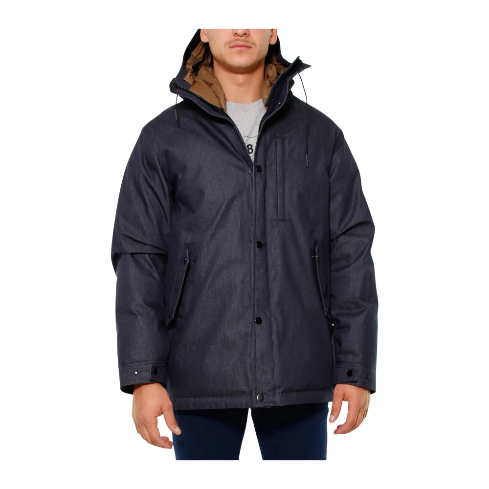 Roy Roger's Blauwe Denim Puffer Parka Blue Heren