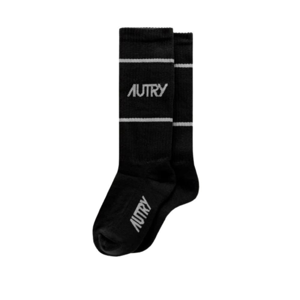 Autry Geribbelde Unisex Sokken met Jacquard Logo Black Dames