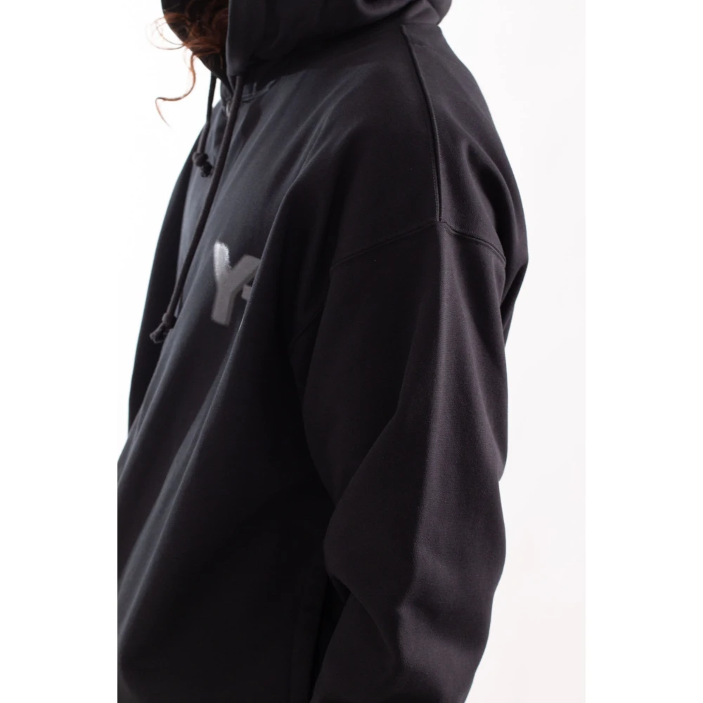 Y-3 Zwart Faded Logo Zip Hoodie Black Heren