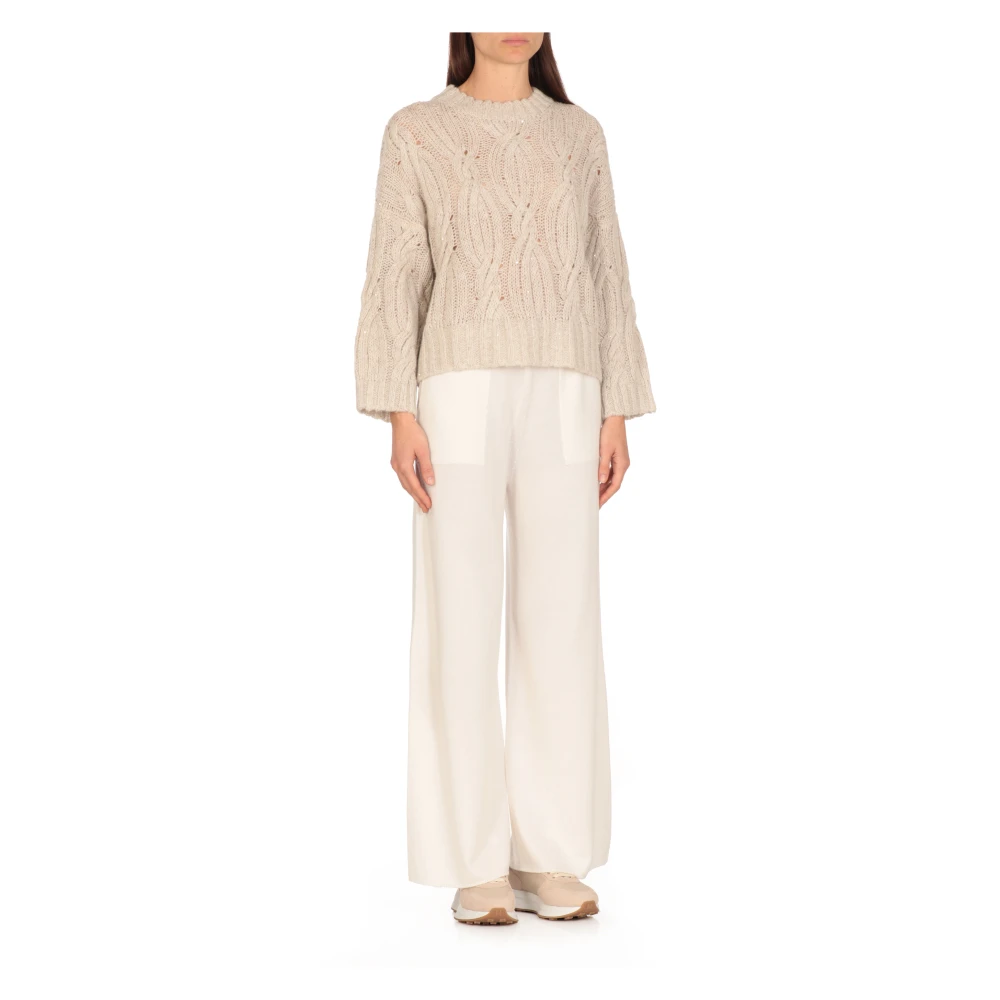 Antonelli Firenze Beige Paillet Trui met Uitgesneden Details Beige Dames