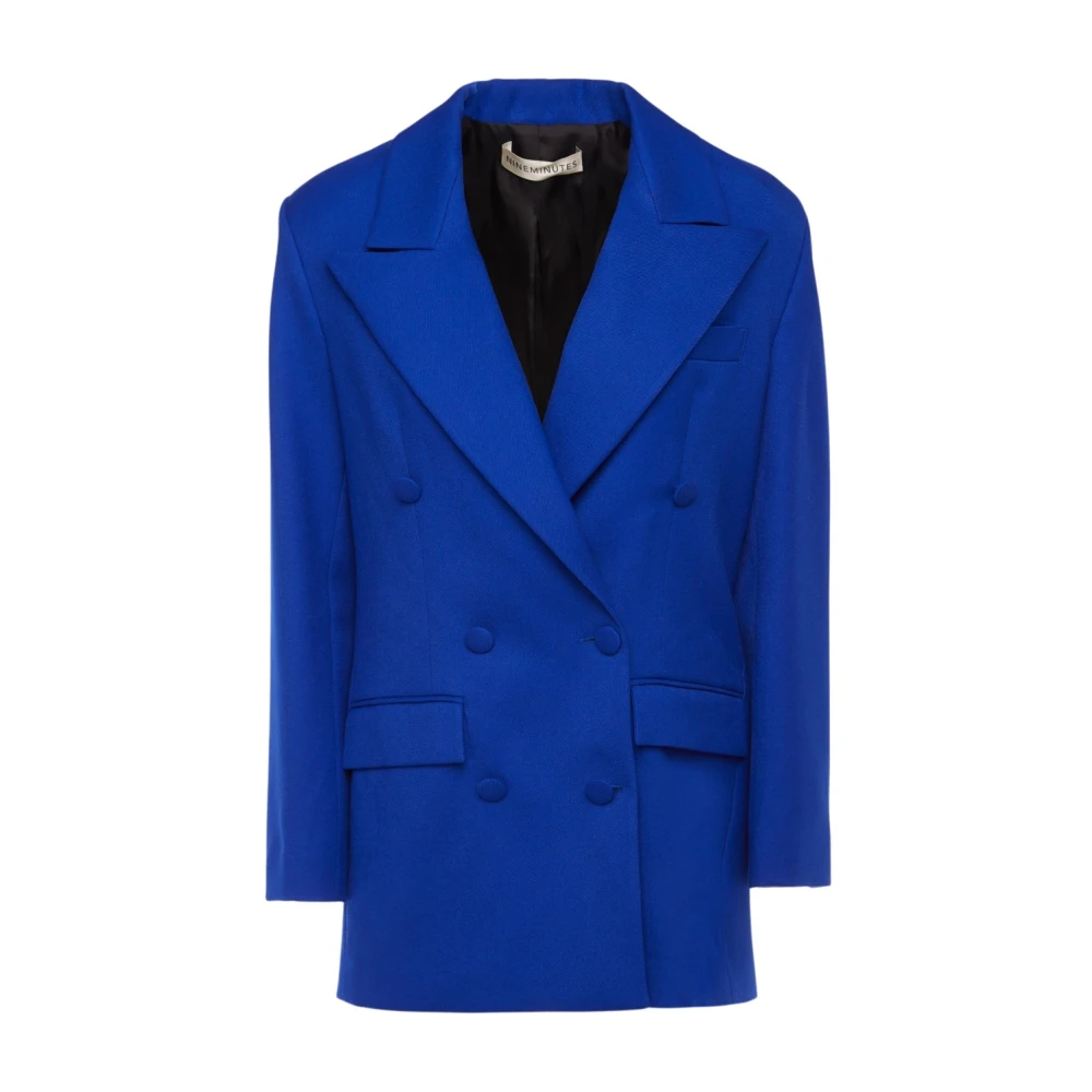 Nineminutes Oversize Dubbelbreasted Elektrisch Blauw Blazer Blue Dames