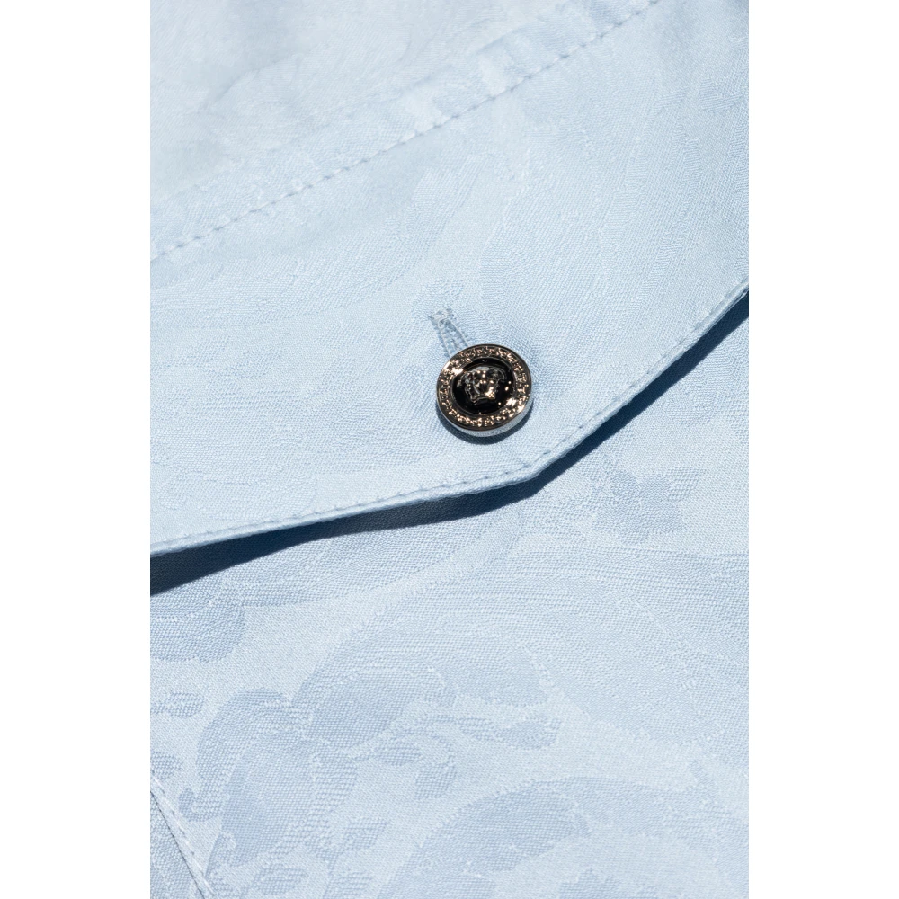 Versace Shirt met Barocco patroon Blue Heren