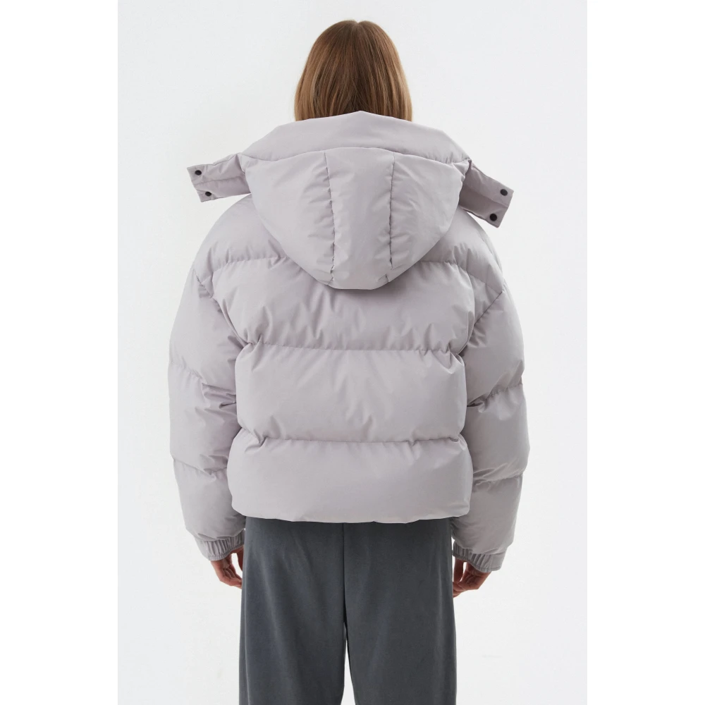 Estro Grijze Gewatteerde Pufferjas voor dames met afneembare capuchon Gray Dames