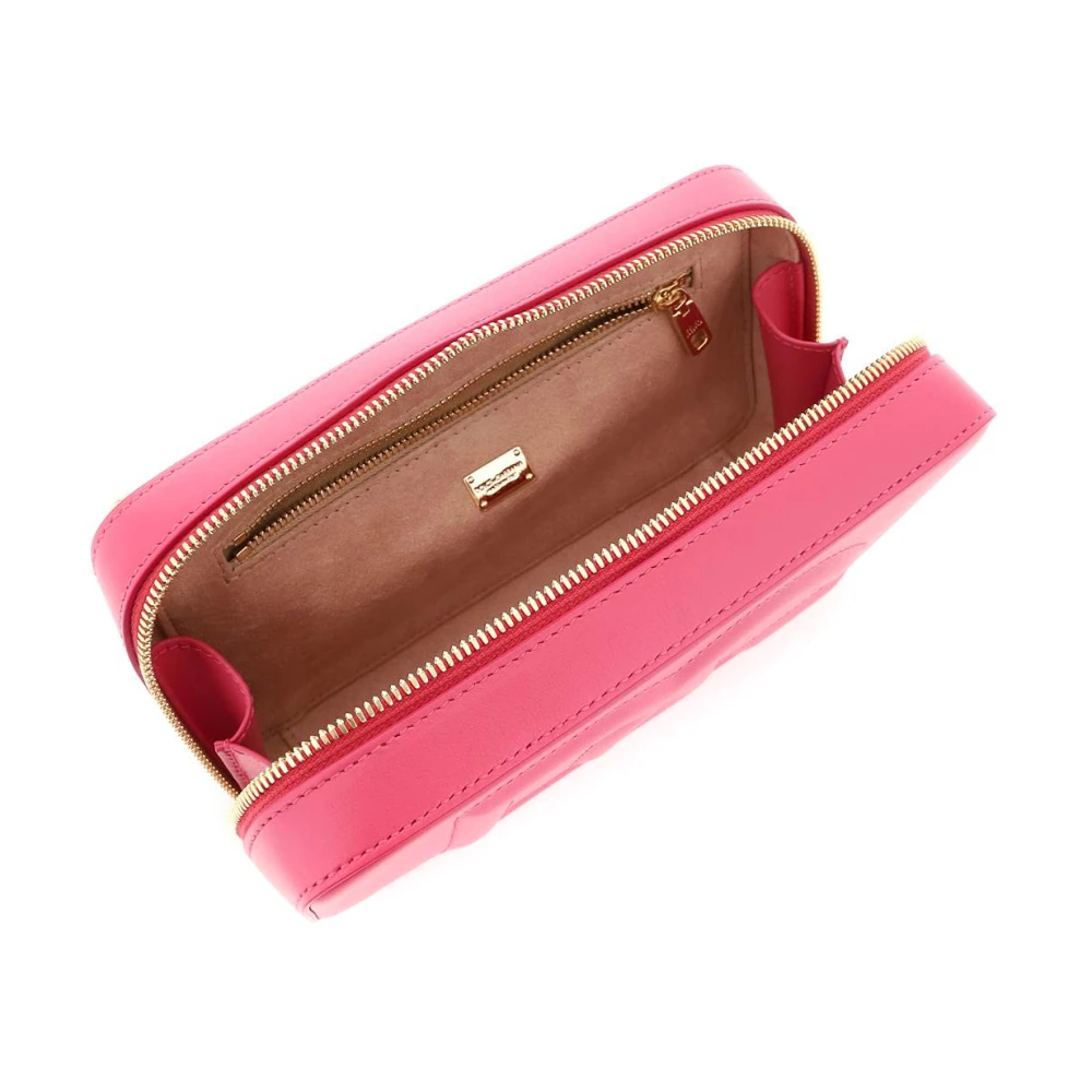 Dolce & Gabbana Leren cameratas met logo Pink Dames