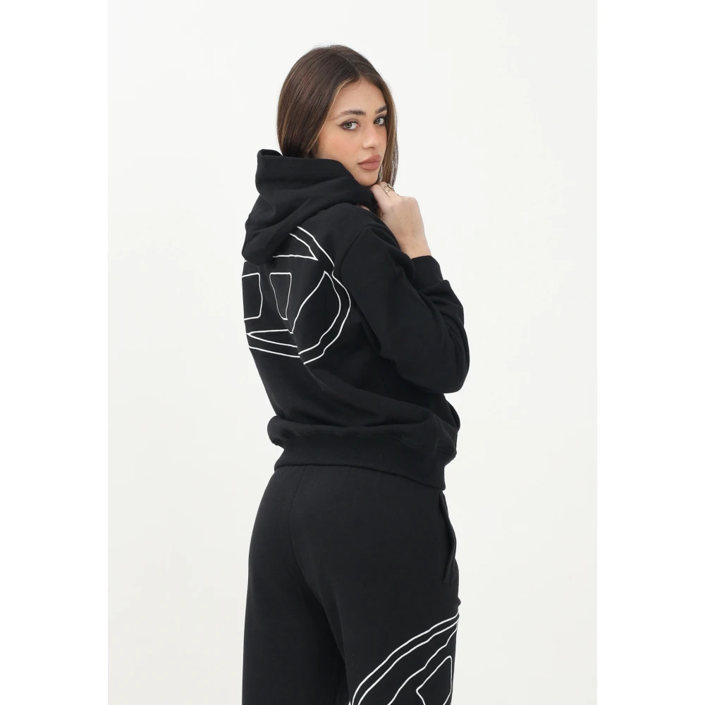 Diesel Zwarte hoodie met Oval D-logo Black Dames