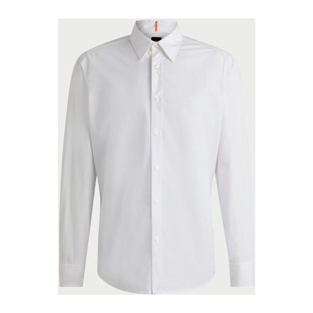 Hugo Boss Witte Regular Fit Overhemd met Geborduurd Logo White Heren