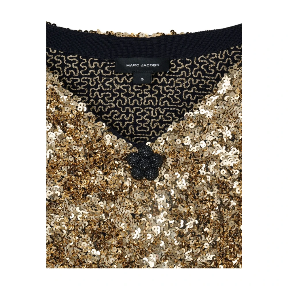 Marc Jacobs Gouden Paillet Hals Gebreide Jurk Yellow Dames