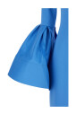 robe-longue-bleue-a-col-rond-avec-manches-bouffantes