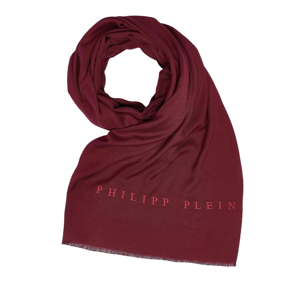 Philipp Plein Sjaal Halsdoek Stola met geborduurd logo Red Dames