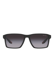 Sportowe okulary przeciwsłoneczne w kształcie prostokąta z gradientowymi szarymi soczewkami