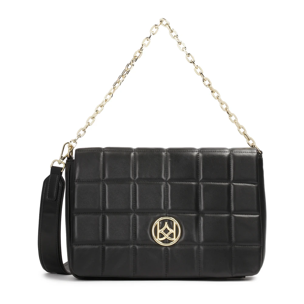 Kazar Zwarte handtas met gewatteerde klep Black Dames