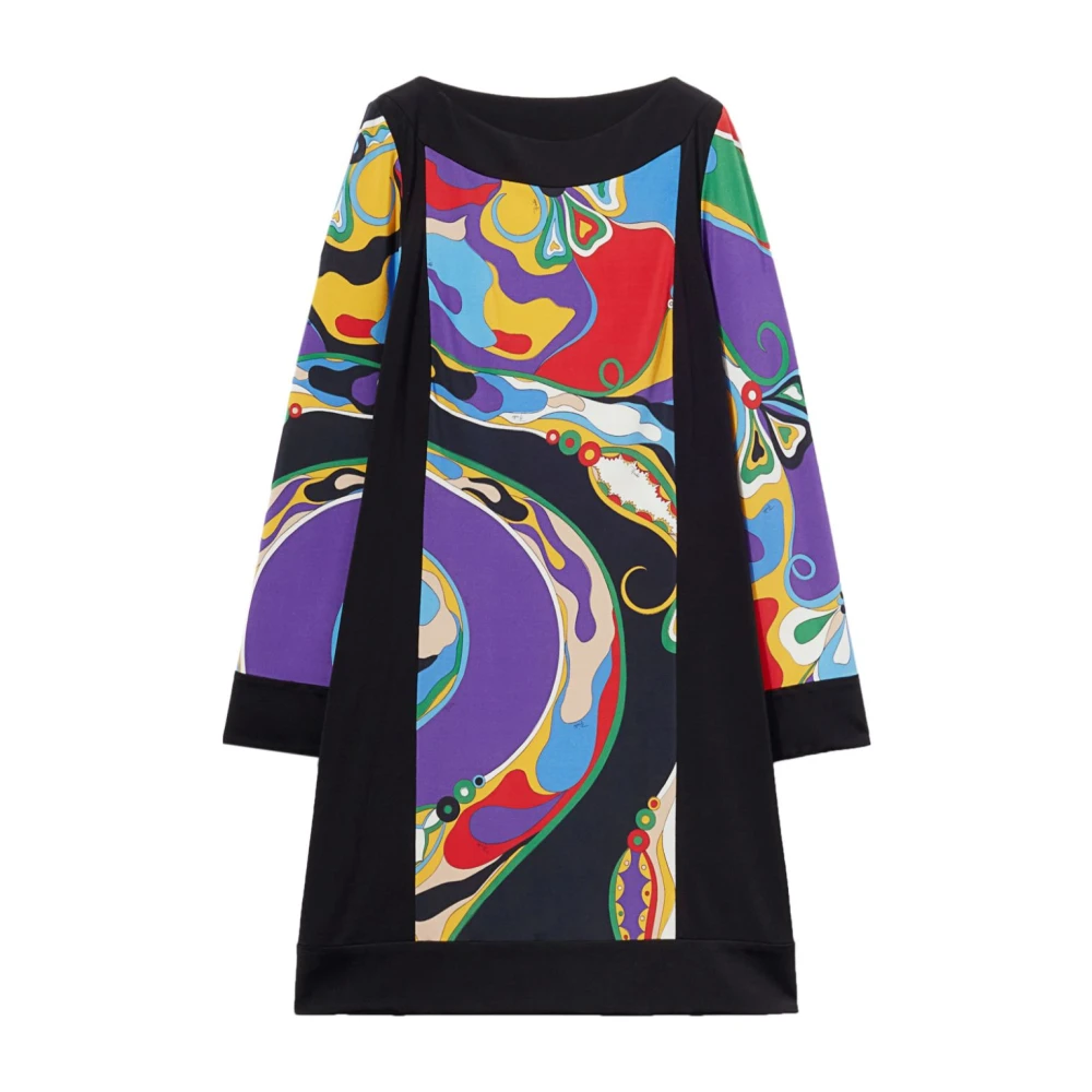 EMILIO PUCCI Paarse Abstract Patroon A-Lijn Jurk Multicolor Dames