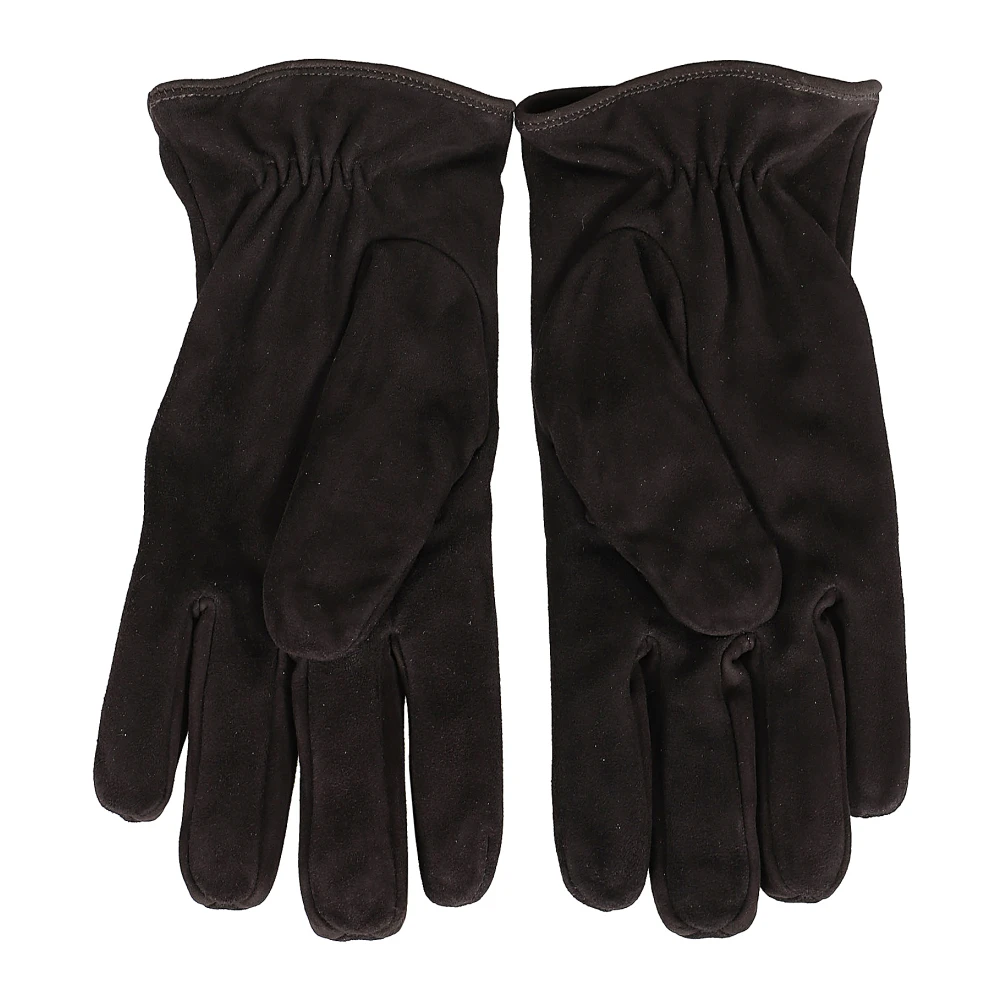 Lardini Suède Handschoenen met Cashmere Voering Black Heren
