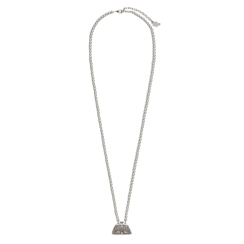 Max Mara Weekend Strass Bakelse Hänge Pärlhalsband Gray, Dam