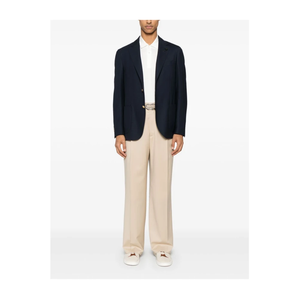 Lardini Blauwe Jas met Voorknoopsluiting Blue Heren