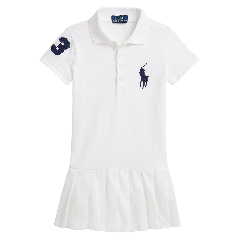 Ralph Lauren Girls White Dresses, 5 Y, Pleated Polo Dress
