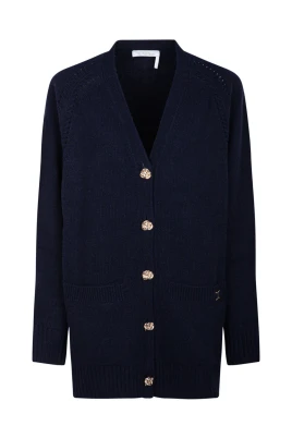 Navy Blue Cashmere Cardigan