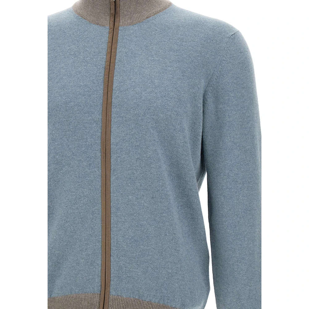 Gran Sasso Wol & Kasjmier Trui Ritssluiting Blue Heren